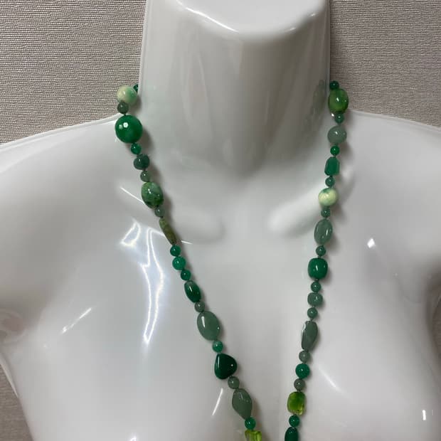 천연 비취석 원석 하트 목걸이 일본 빈티지 옥 목걸이