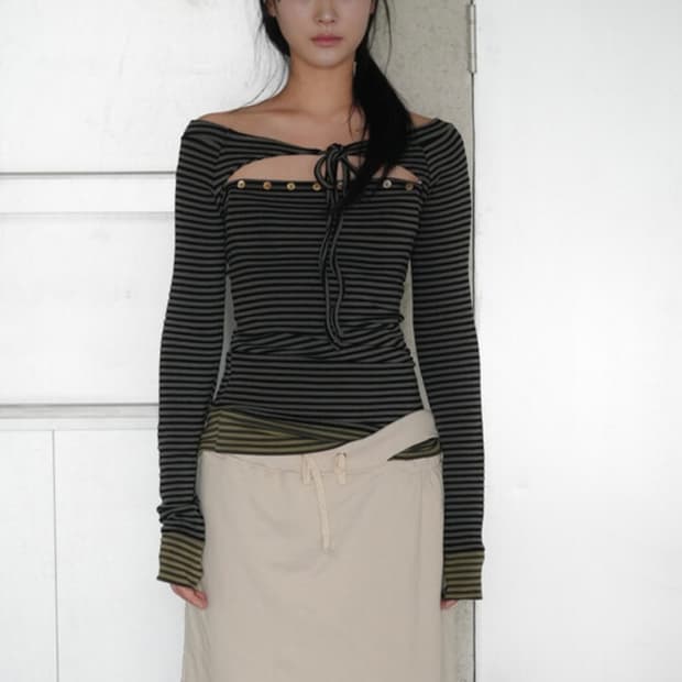 인앤양인하모니 버튼 레이어 탑 스트라이프