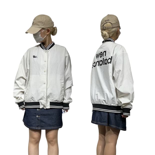 뉴발란스 화이트 오버핏 빅 로고 코치 바람막이 트랙 자켓 L