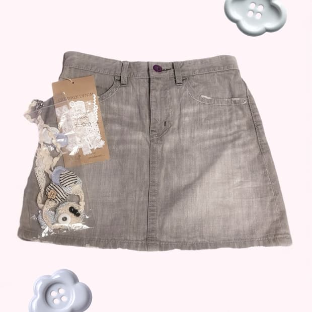 일본 패치 벨트 키링 포인트 데님 뒷 패치 디테일 스커트 