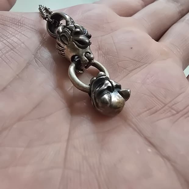 사자 불독 사슬체인 은목걸이