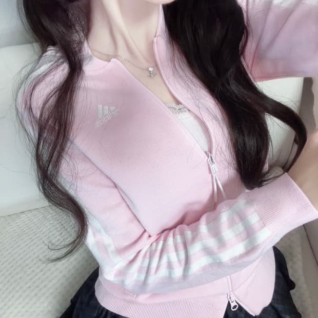 🐰아디다스 딸기우유 유일매물 공주 니트 집업🪽💗