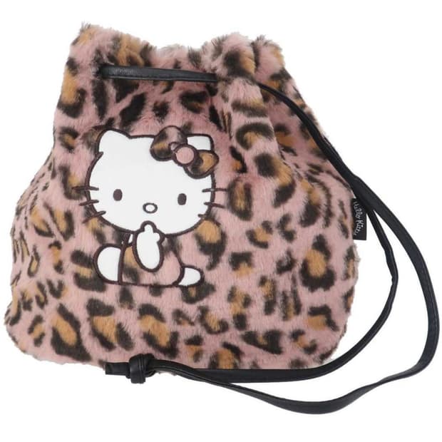 산리오 헬로키티 갸루 핑크 호피 레오파드 퍼 크로스백 가방