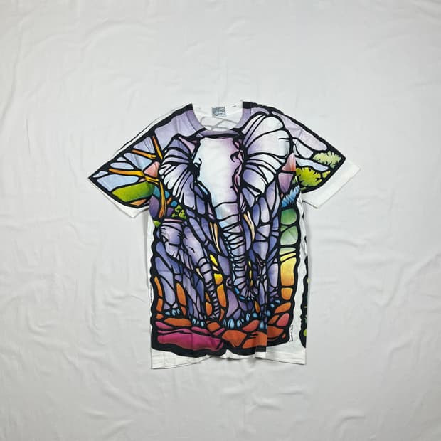 90’s 93년도 리퀴드블루 엘리펀트 올프린트 반팔티