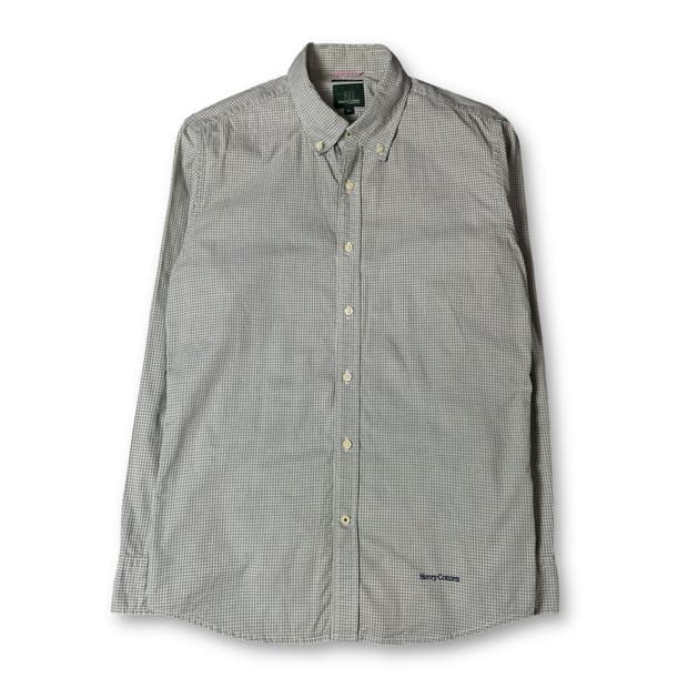 헨리코튼 연두 마이크로 체크 긴팔 셔츠 이탈리안 슬림핏 95