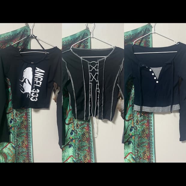 빈티지 y2k 끈 골지 딱붙핏 긴팔티 티셔츠 스트릿 그런지 키치 펑크