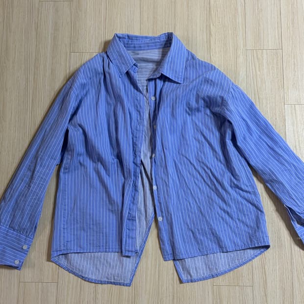 블루 스트라이프 뒷트임셔츠