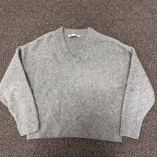 ZARA 자라 여성 브이넥 니트 그레이 M