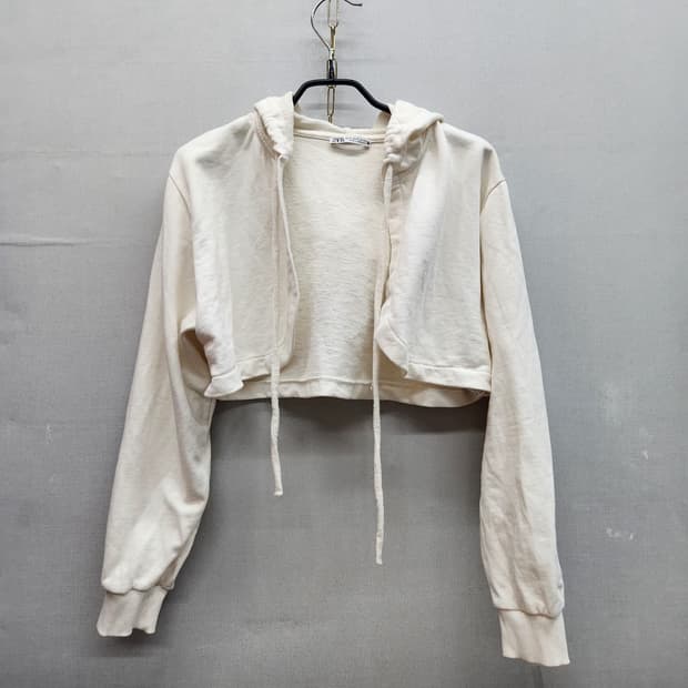 자라 ZARA 오픈 크롭 후드 가디건 M(L)