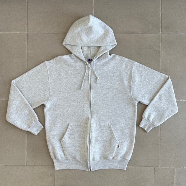 90s 빈티지 러셀 후드집업 밝은그레이 XL USA