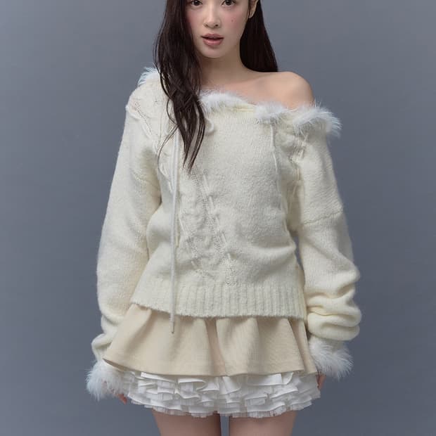 thetis OFF SHOUlDER ANGEL CABLE KNIT
