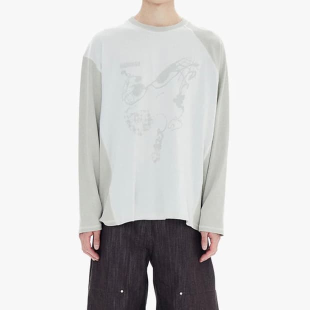 할로미늄 이해선 드로잉 티 green