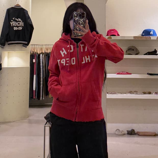 아베크롬비 아치 로고 후드집업 빈티지 핑크 U1543