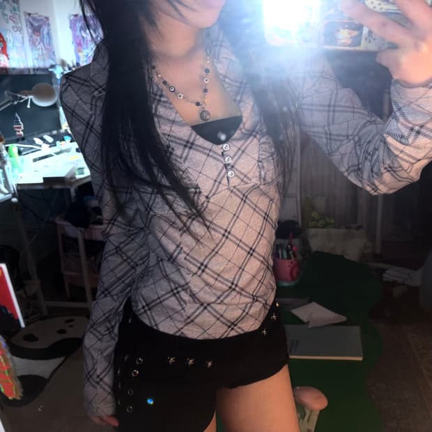 Vintage Purple Check Collar t