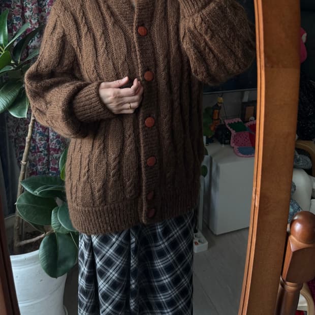 퀄좋은 브라운 빈티지 니트가디건