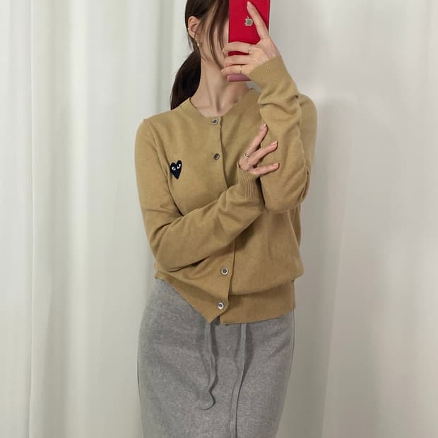 꼼데가르송 샌드베이지 유넥 가디건
