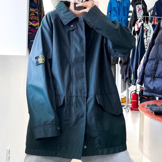 스톤 아일랜드 99S/S 그린와펜 가먼트다이드 닐럼파카