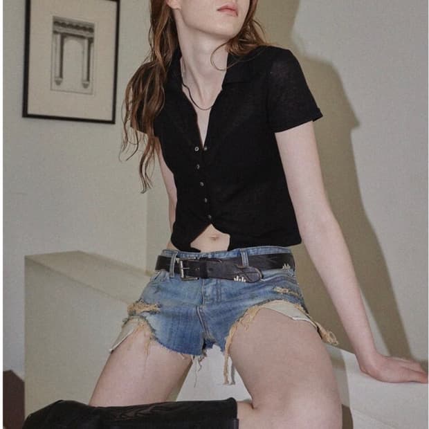 보헤미안서울 소프트 하프슬리브 셔츠 블랙