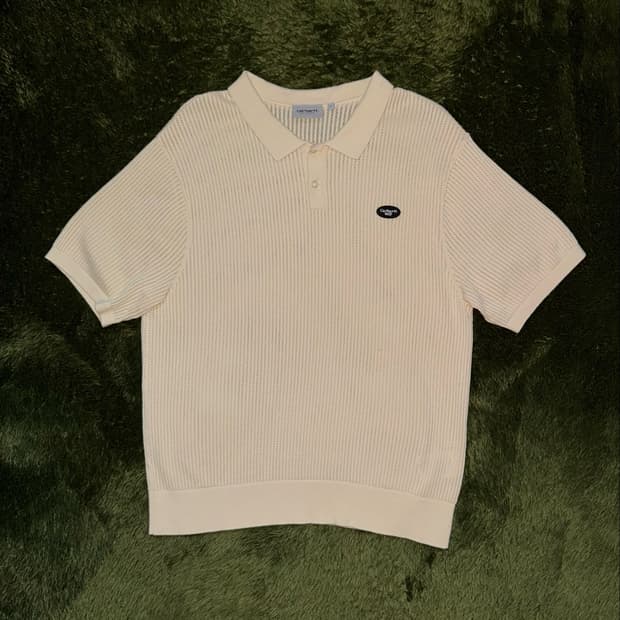 [L] 칼하트 WIP S/S 켄웨이 니트 폴로 티셔츠 화이트
