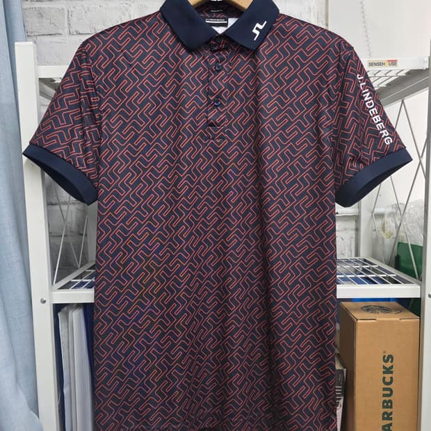 제이린드버그 남성 골프반팔티 95 테크 레귤러핏 프린트 폴로셔츠 MM74