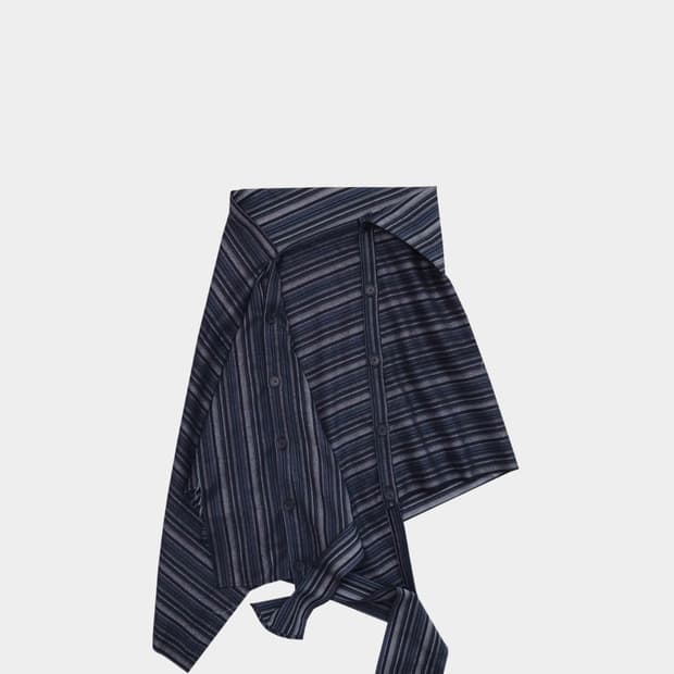 구해요! 0tape) Stripe Button Wrap Skirt