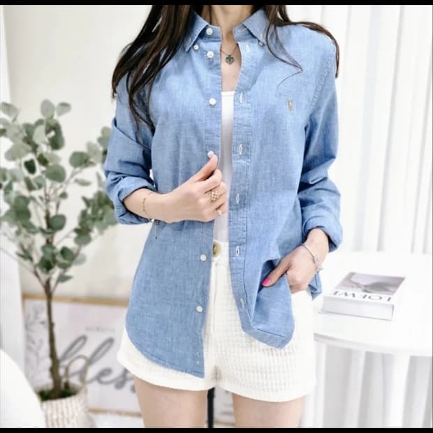 (실착0회)폴로 랄프로렌 여성 청남방 셔츠 L