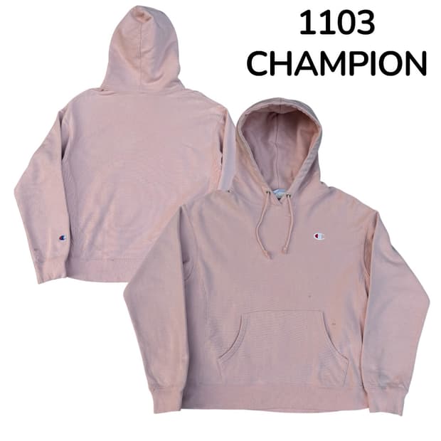 챔피온 리버스위브 핑크 오버핏 후드티 L