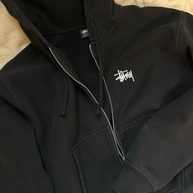 스투시 베이직 기모 후드집업 m