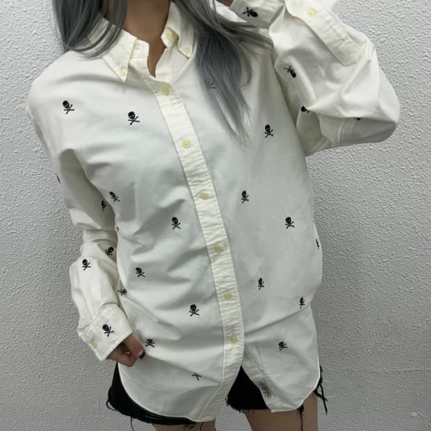 폴로 랄프로렌 스컬자수 화이트 셔츠 L