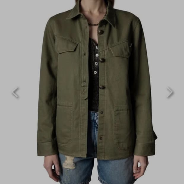 Zadig&Voltaire 자딕앤볼테르 카키 백로고 밀리터리 셔츠자켓 M