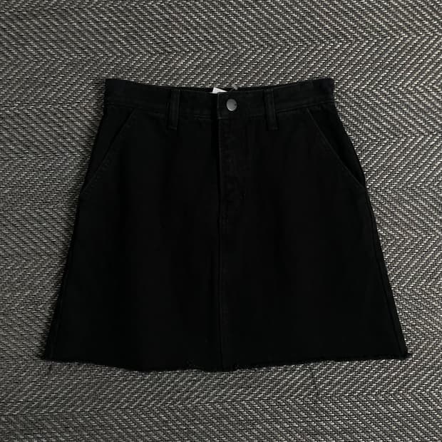 빈티지 블랙 데님 커팅 미니 스커트o 3085