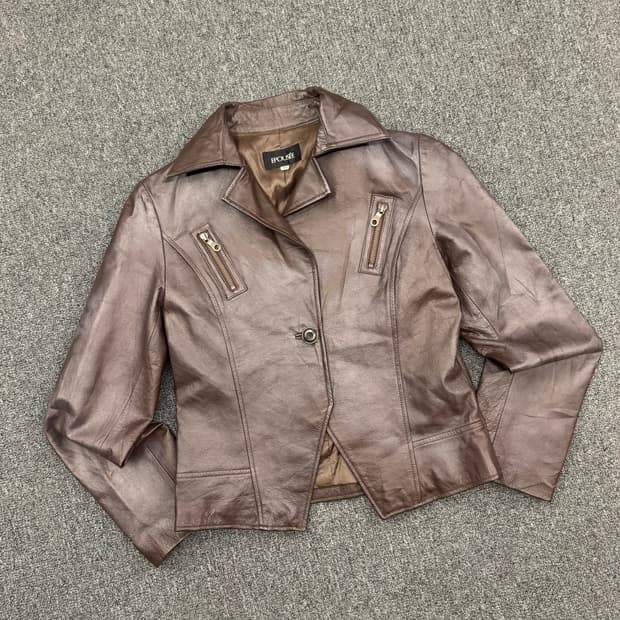 40)EPOUSEE 빈티지 브라운 가죽 블레이저 자켓