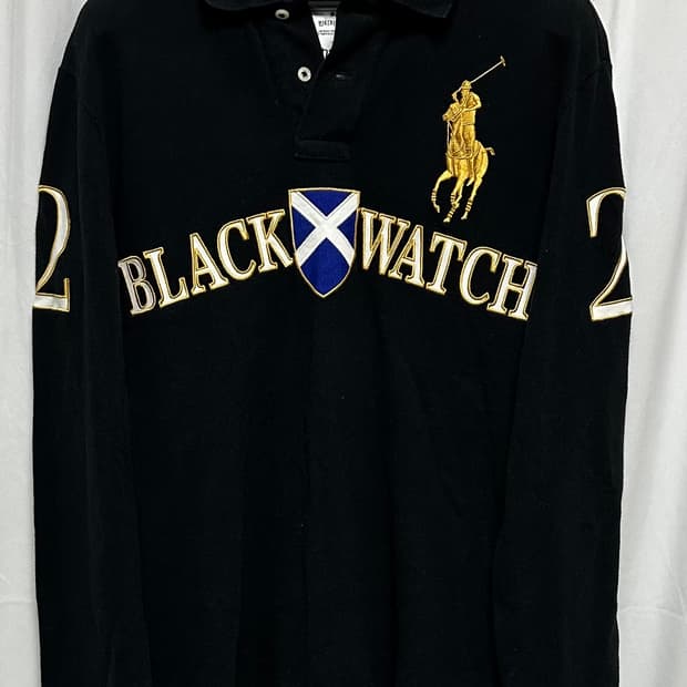 no.95 폴로랄프로렌 치프키프 블랙와치 롱슬리브럭비티 L