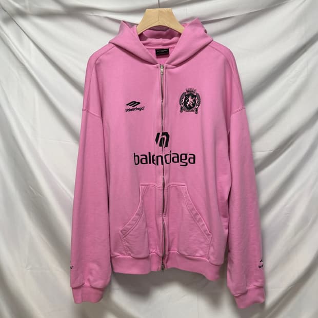 [S+급/L] 23FW 발렌시아가 사커 시리즈 후드집업 핑크