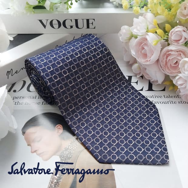 살바토레 페라가모 넥타이 다크퍼플 간치니 패턴 A+ K2191