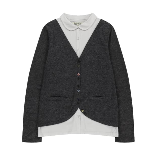 (2) 코이세이오 레이어드 셔츠 가디건 다크 그레이