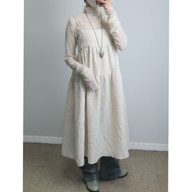 캉캉 주름 롱 원피스