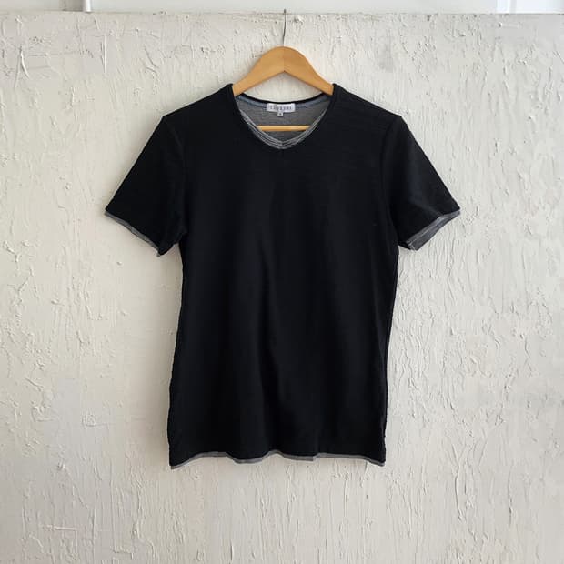 vintage black textured v-neck top