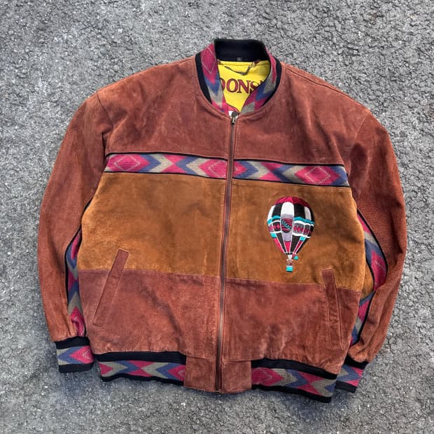 Front Line 에스닉 스웨이드 봄버 레더자켓 