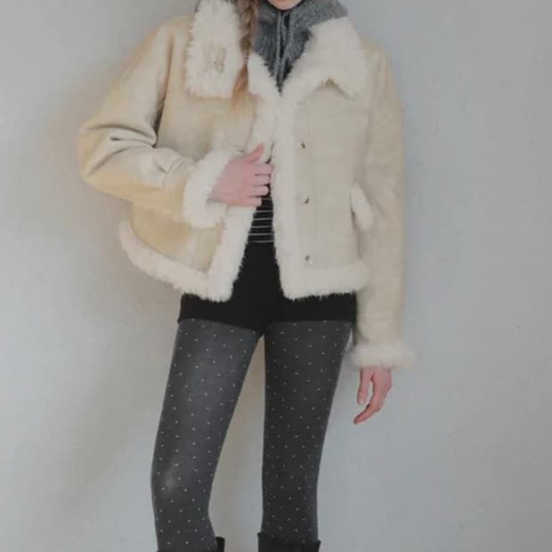 오블린 퍼배색 스웨이드 무스탕