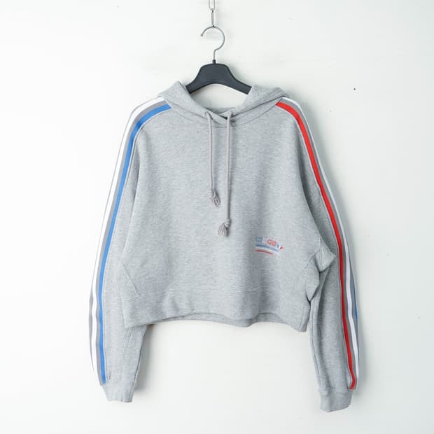 55/아디다스 트라이컬러 크롭 후드티