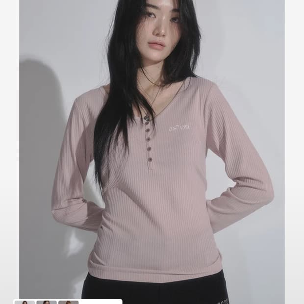 애즈온 버튼티 핑크