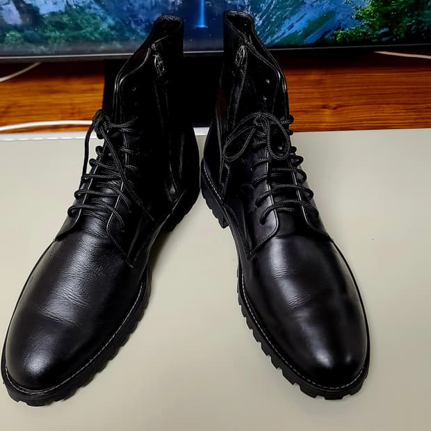 미소페 남성 소가죽 레이스업 워커 265, 블랙
