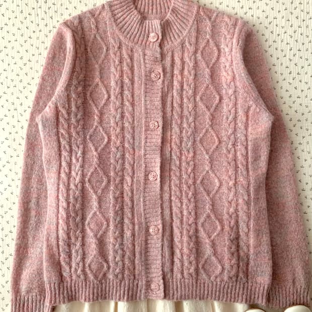 핑크 솜사탕 니트 가디건