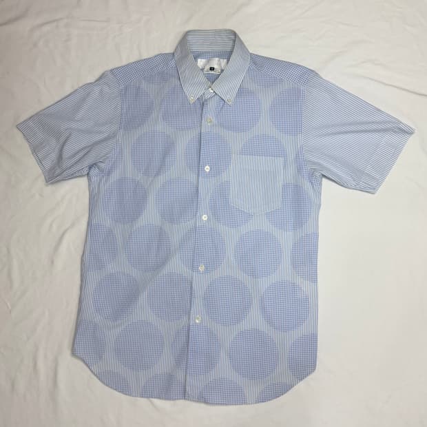 꼼데가르송 간류 도트 믹스 반팔 셔츠