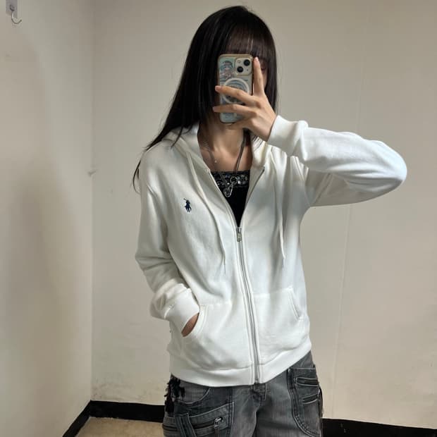 Polo Ralph Lauren White Zip-Up Hoodie