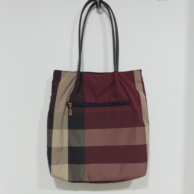 빈티지 체크 숄더 토트백