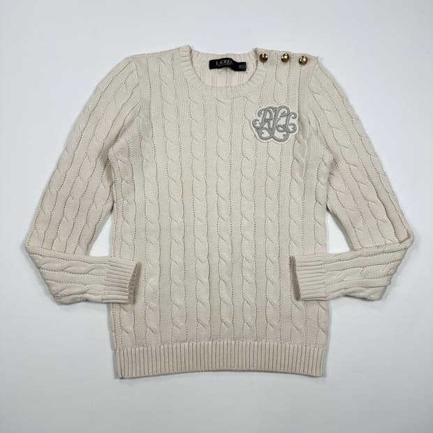 폴로 랄프로렌 클래식 자수로고 금장 케이블니트 아이보리 여성2XS