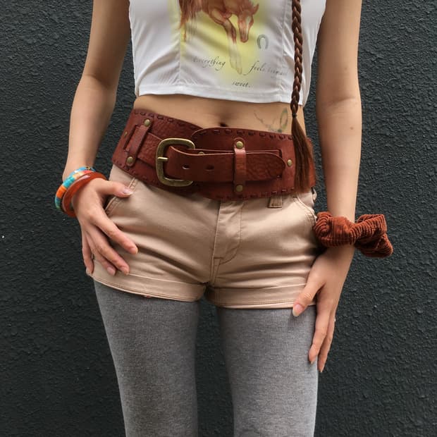 Beige High-Waisted Shorts