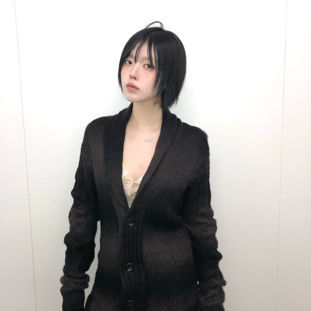 블랙 앤 브라운 롱 가디건